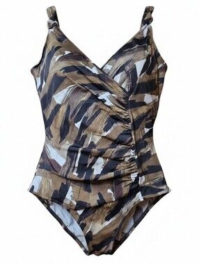 PENBROOKE | Ruched One Piece Swimsuit Tummy Control Camo Abstract Plus | 18W